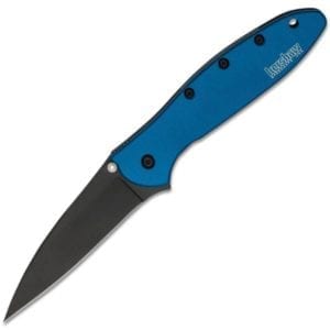 Kershaw Leek Black Blade Folding Knife, Blue or Red Handle Knives