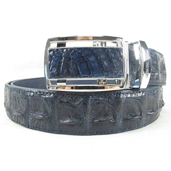Genuine Crocodile Hornback Skin Leather Belt with Adjustable Buckle Belts