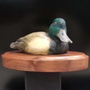 DeLodzia Duck Contemplating His Navel or Whats That? Medium Scrimshaw Statue Miscellaneous