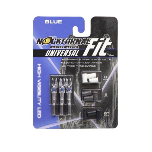 Nockturnal FIT Universal Size Blue Lighted Nock - 3 Pack