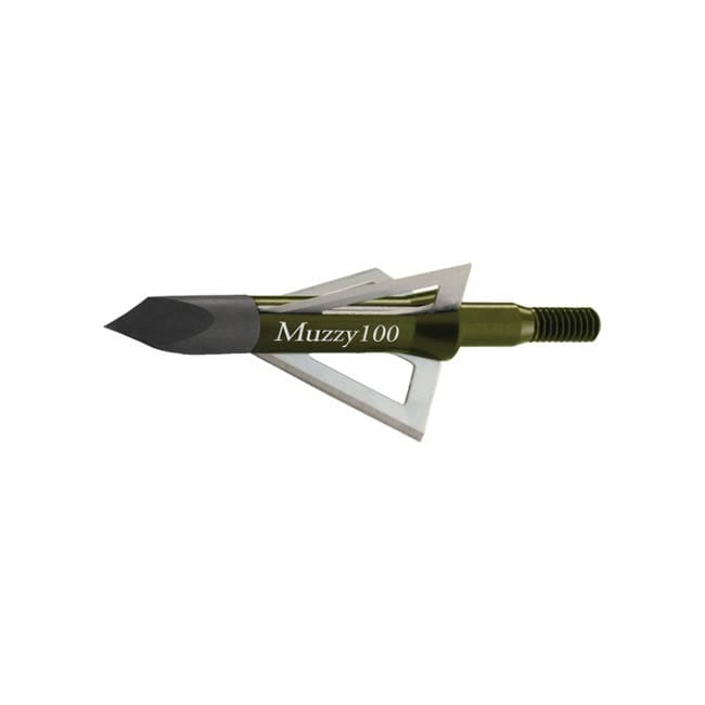 Muzzy 225-X 3 Blade Screw In Crossbow Broadheads 100 Grain 1-3/16″ Cutting Diameter .020″ Blade Thickness Trocar Tip 3 Pack Archery