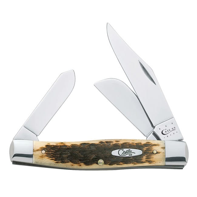 Case Large Stockman Folding Pocket Knife w/ Amber Bone Handle Folding Knives