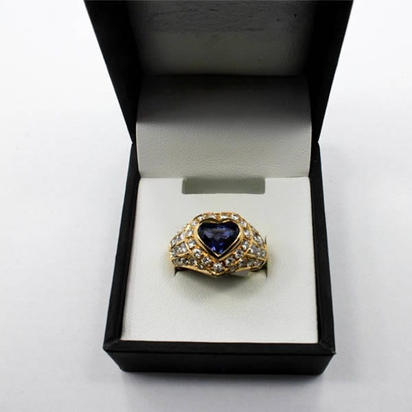 Sapphire and Gold Ring 9.60 Grams - 1.57 Carat Sapphire 1.37 Carat Diamond