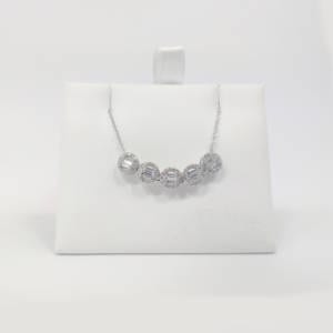14k White Gold 5 Bead Diamond Necklace Jewelry