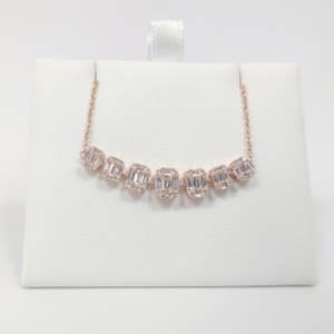 14k Rose Gold Diamond 7 Block Necklace Jewelry