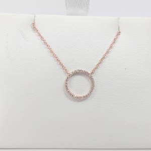14k Rose Gold Circle Diamond Necklace Jewelry