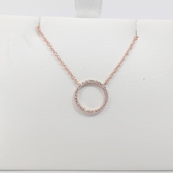 rose gold circle diamond necklace