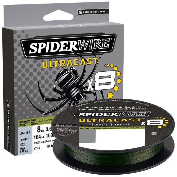 Spiderwire SUCFS20-UB Ultracast Braid 164Yd 20/8 Moss Green Fishing Line 