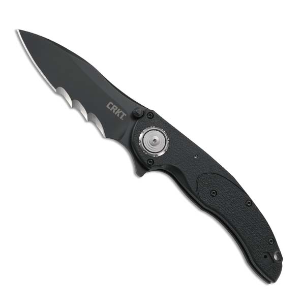 Columbia River CRKT 3.734″ Linchpin Black w/ Veff Serrations Flipper Knife Folding Knives