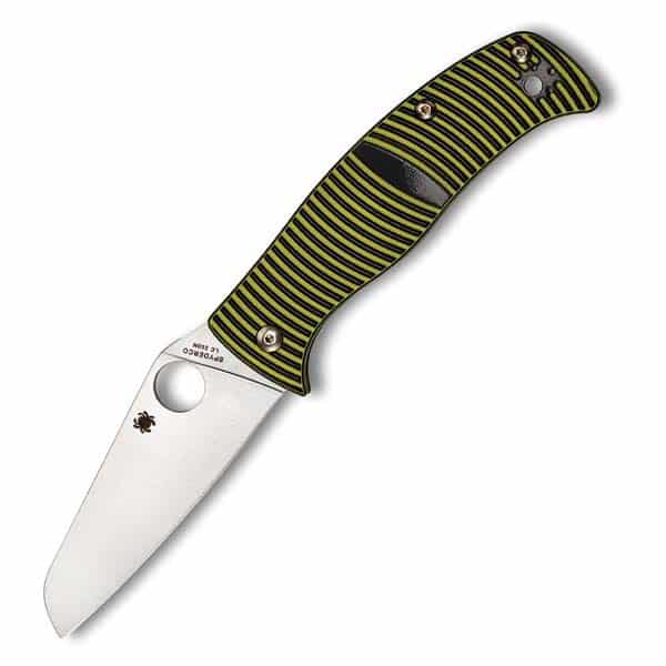 Spyderco Caribbean G-10 Sheepsfoot Plain Edge 3.7″ Knife Yellow Black Folding Knives