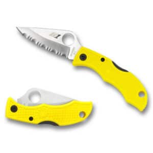 Spyderco Ladybug 3 Salt FRN Yellow Serrated SpyderEdge Folding Pocket Knife Folding Knives