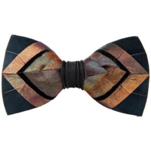 Brackish Ferrelle Geometric Copper and Black Turkey Feather Bow Tie Bowties & Neckties