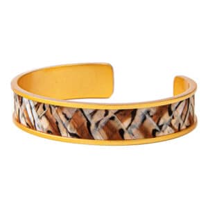 Brackish Julie Thin Cuff Bracelet with Quail Feathers and 24kt Gold