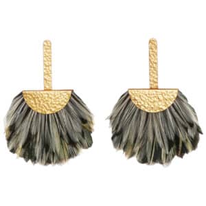 Brackish Snowbird Grecian Black and White Feather Fringe Earrings Jewelry