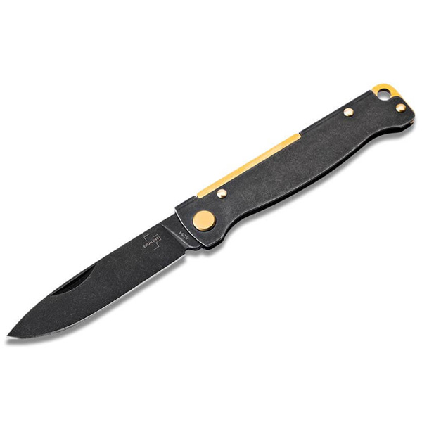 Boker Plus Atlas Black Stonewash Brass Folding Pocket Knife 1 Boker Plus Atlas Black Stonewash Brass Folding Pocket Knife
