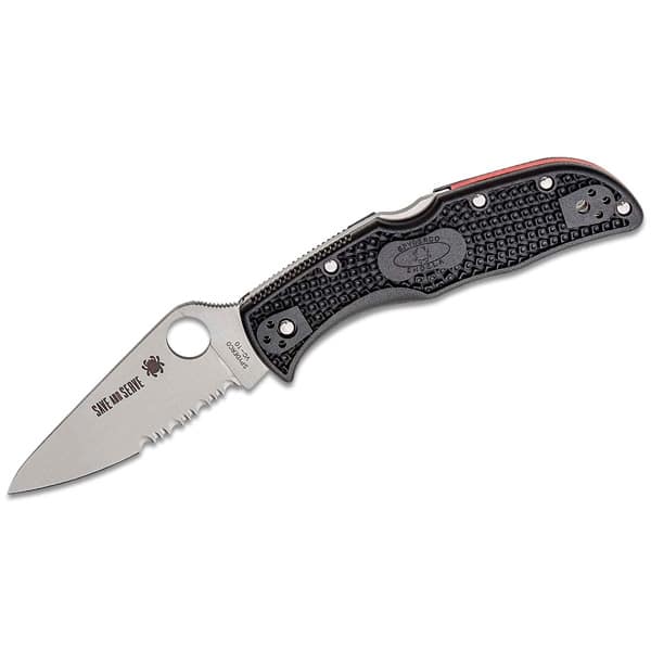 Spyderco Endela Lightweight Thing Red Line Half-Serrated Folding Pocket ...