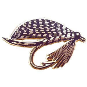 Noteworthy Paper and Press Fishing Fly Enamel Pin Clothing