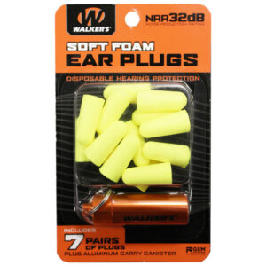 Walker’s Soft Foam Ear Plugs with Aluminum Carry Canister, 7pk – Yellow Eye & Ear Protection