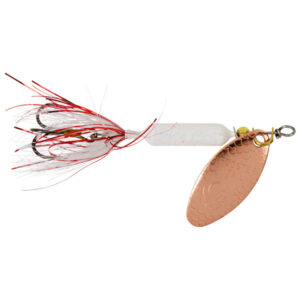 Yakima Bait Hammered Copper Blade Rooster Tail Treble Fishing Lure, 1/16oz – Copper Tinsel Glitter White Fishing