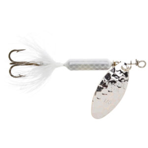 Yakima Bait Hammered Silver Blade Rooster Tail Treble Fishing Lure, 1/8oz – White Fishing