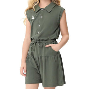 Preserve LIONJIE Girl’s Sleeveless Romper – Army Green Clothing