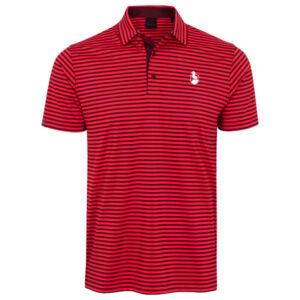 Preserve Dunning Buckhaven Ventilated Stripe Performance Polo Shirt - Beet/Rhubarb