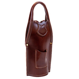 Kingfisher Leatherworks Single Barrel Bottle Tote - BROWN