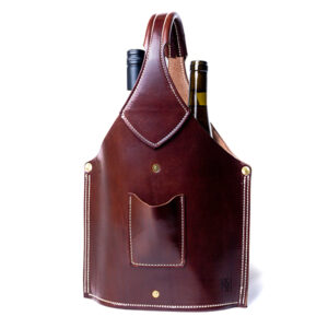 Kingfisher Leatherworks Double Barrel Bottle Tote - BROWN