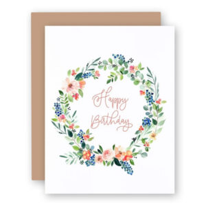 Watercolor Wednesday Floral Wreath Happy Birthday Card