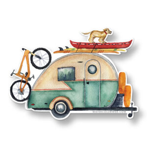 Watercolor Wednesday Vintage Camper Sticker