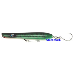 247 Lures Sea Special Flat-Bottom Pencil Popper Fishing Lure, 7" - Green Mack