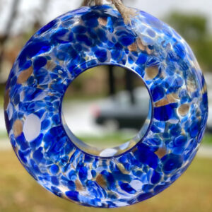 ApricotMint Handmade Art Glass Bird Feeder Sun Catcher - Dark Blue