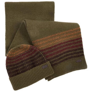 Barbour Branton Beanie and Scarf Gift Set - Army Green