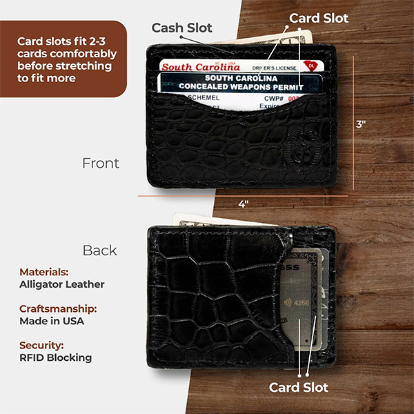 Southern Trapper Gator Bi-Old Wallet Black 1 Southern Trapper GATOR BI-OLD WALLET BLACK