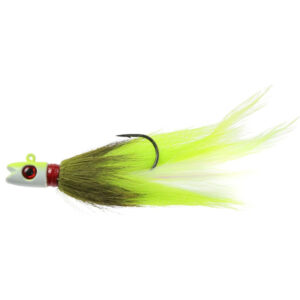 Jigging World Bass Candy Bucktail Jig Lure - Chartreuse/White