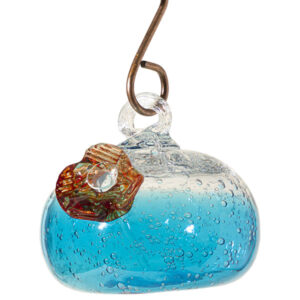 ApricotMint Handblown Art Glass Humming Bird Feeder - Light Blue