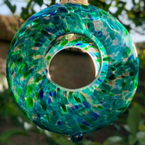 ApricotMint Handmade Art Glass Bird Feeder Sun Catcher - Green