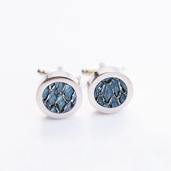 Teal Heron Cufflink Set Bluw Silver Salmon Silver 1 Teal Heron CUFFLINK SET BLUW SILVER SALMON SILVER