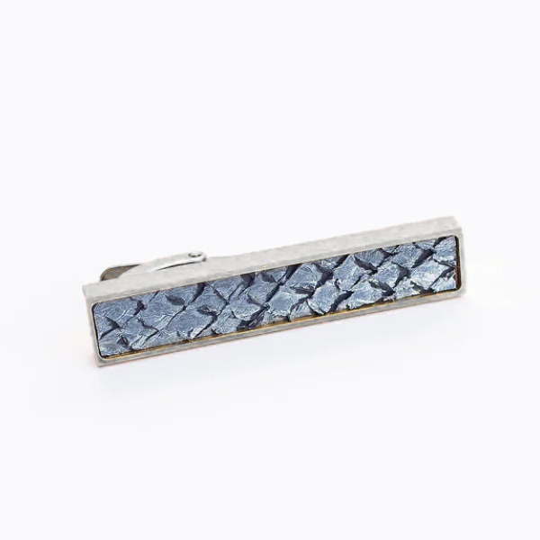 Teal Heron Potomac Tie Bar Blue Silver Salmon Silver 1 Teal Heron POTOMAC Tie BAR BLUE SILVER SALMON Silver