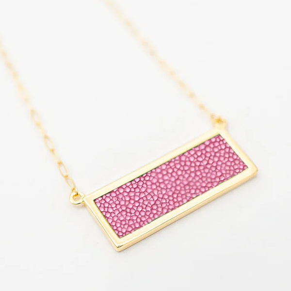 Teal Heron Stono Necklace Pink Stingray Gold 1 Teal Heron STONO NECKLACE PINK Stingray GOLD
