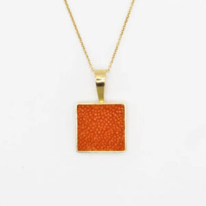 Teal Heron SANDY Necklace Orange Stingray GOLD