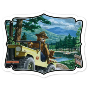Lantern Press Smokey Bear Leaving SUV Vintage Poster Sticker