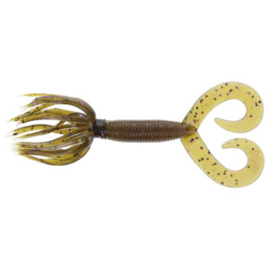 Yamamoto Double Tail Hula Grub Soft Bait Lure - Green Pumpkin with Purple and Small Copper