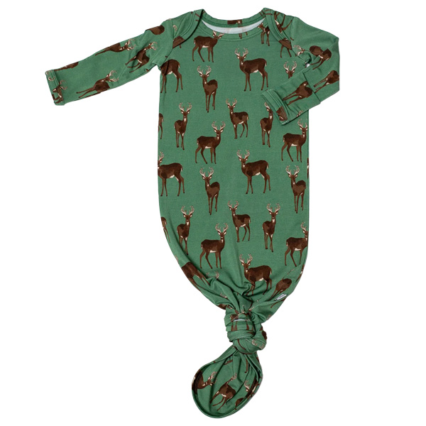 Goosies Knotted Infant Gown - Deer 1 Goosies Knotted Infant Gown - Deer