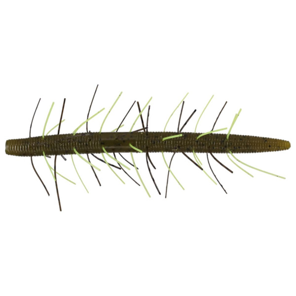Yamamoto Baits Fuzzy Senko Fishing Lures, 5&Quot; - Green Pumpkin Black Flake Chartreuse Skirt 1 Yamamoto Baits Fuzzy Senko Fishing Lures - Green Pumpkin Black Flake Chartreuse Skirt