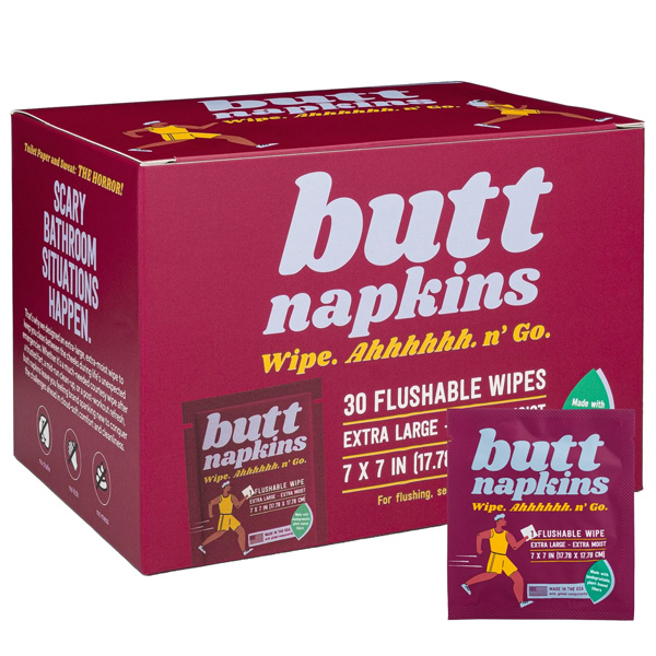 Butt Napkins Extra Large Flushable Wipes, 30Pk - Running 1 Butt Napkins Extra Large Flushable Wipes, 30pk - Running