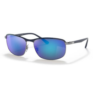 Ray-Ban RB3671 Polarized+ Lenses Sunglasses - Grey and Blue Polarized+ Lenses with Matte Blue On Gunmetal Frame