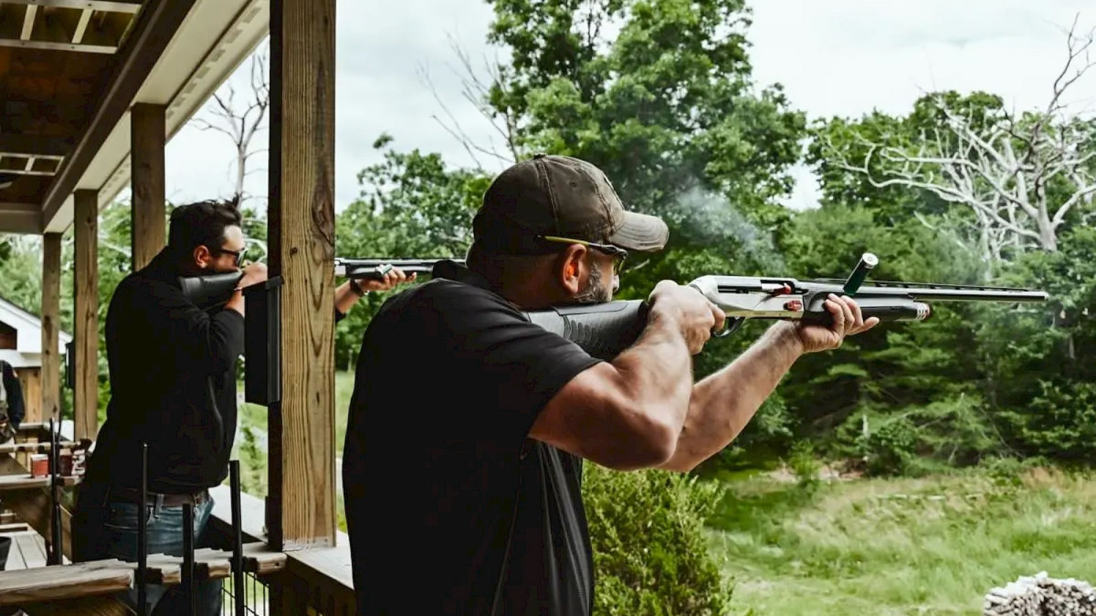 Shooting the stand with a gun dog at heel