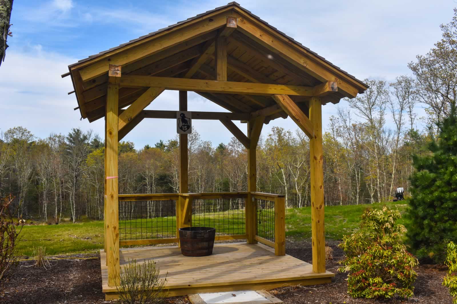 Station 15 — covered stand on the high ground